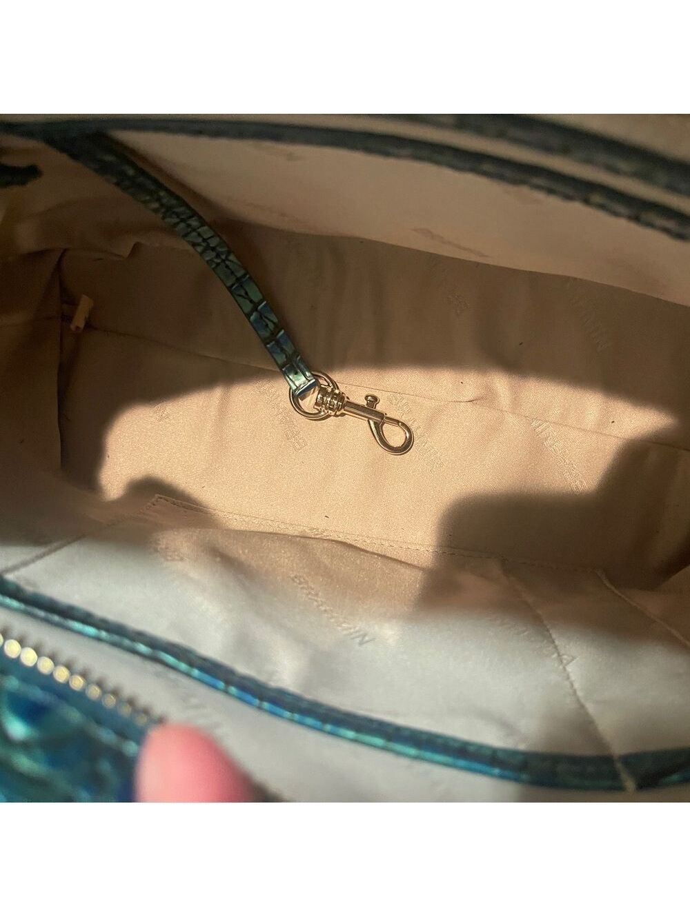 Brahmin Mini Misha Peacock Melbourne Genuine Leather - Teal Blue Green Color - Picture 8 of 9